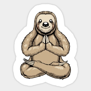 Cartoon sloth meditates with yoga Sticker